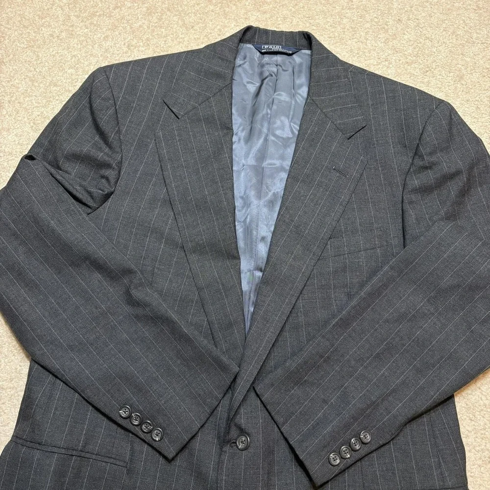 Polo By Ralph Lauren Blazer Mens 42 Pinstripe Wool Sport Coat USA Neiman Marcus